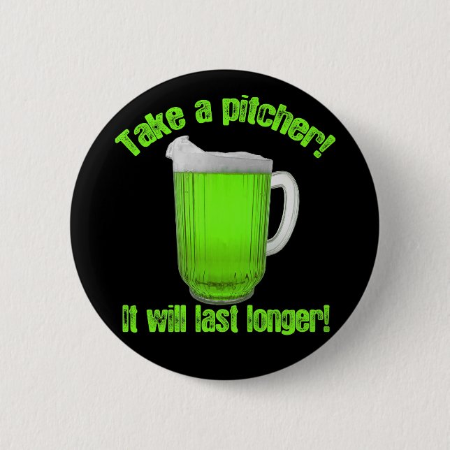 Funny St. Patrick's Day Green Beer Pinback Button (Front)