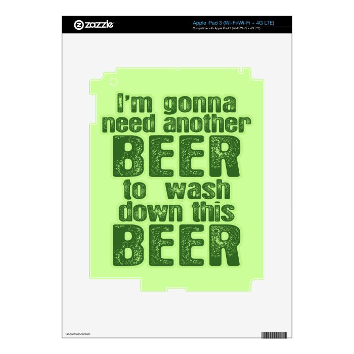 Funny St. Patrick's Day Green Beer Decal For iPad 3