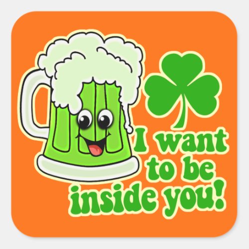 Funny St Patricks Day Green Beer Square Sticker