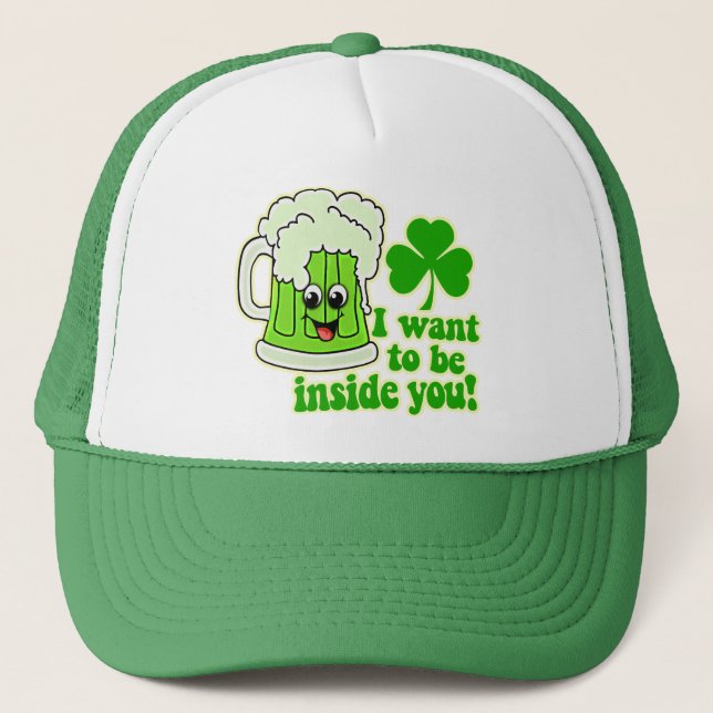 Funny St Patricks Day Green Beer Trucker Hat (Front)