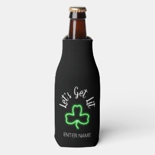 Funny St Patricks Day Green Shamrock Personalized Bottle Cooler