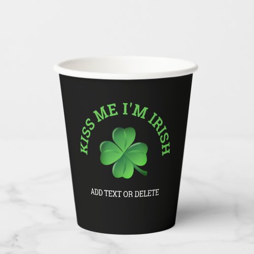 Funny St Patricks Day Green Shamrock Personalized  Paper Cups