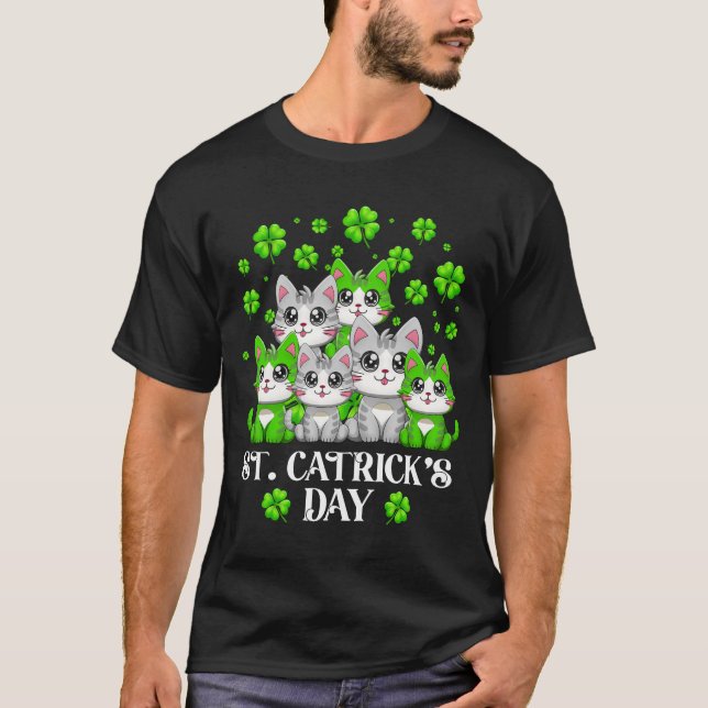 Funny St Patrick's Day Happy St Cat Tricks Day T-Shirt (Front)