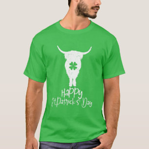 Funny St Patricks Day Highland Cow Shamrock Highla T-Shirt