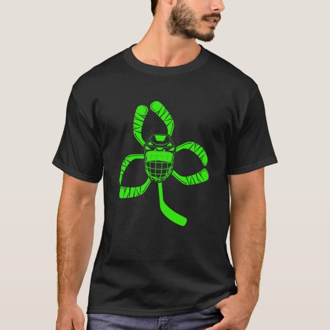 Funny St Patrick's Day Hockey Shamrock Boy Kid You T-Shirt (Front)