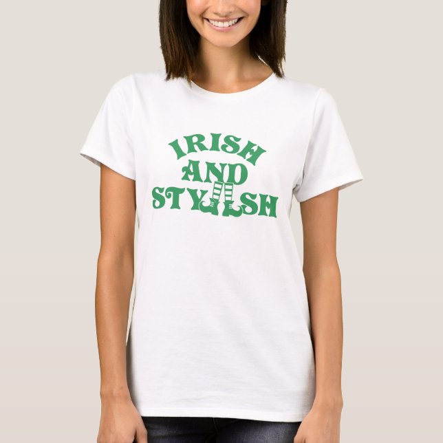 Funny St Patricks Day Irish And Stylish Group T-Shirt (Front)