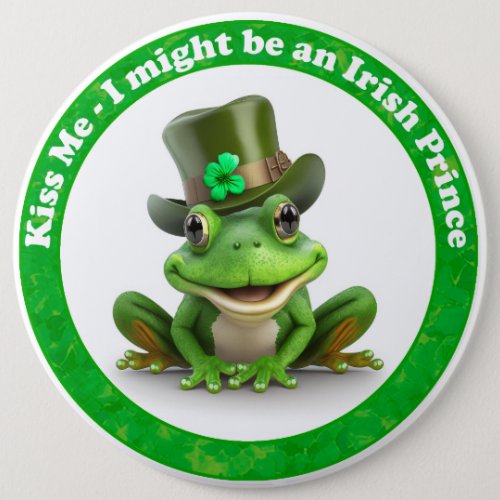 Funny St Patricks Day Irish Frog Prince Button