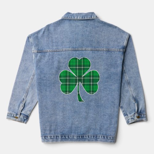 Funny St Patricks Day Irish Green Buffalo Plaid Sh Denim Jacket
