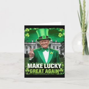 Funny St Patricks Day Irish Trump Leprechaun Leaf Card