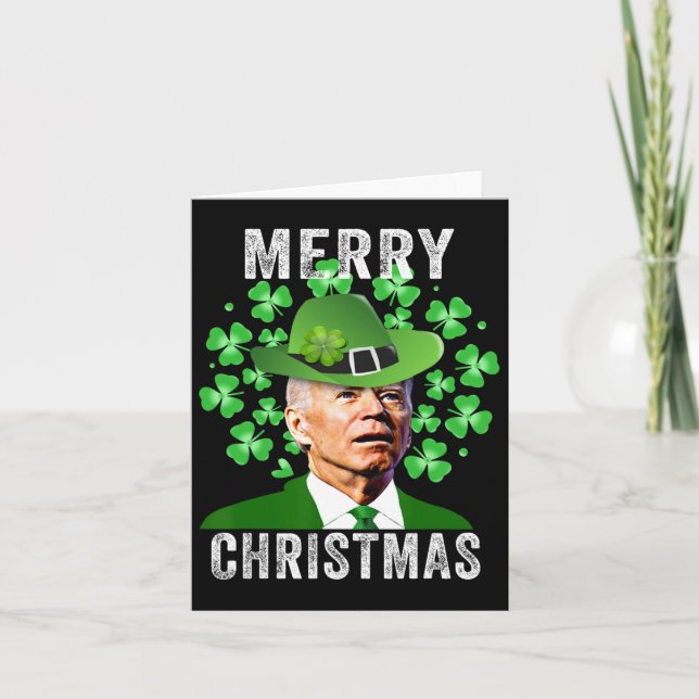 Funny St. Patricks Day Joe Biden Confused Merry Ch Card (Front)