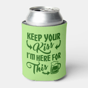 Funny St Patricks Day Kiss Deterrent   Irish Beer Can Cooler