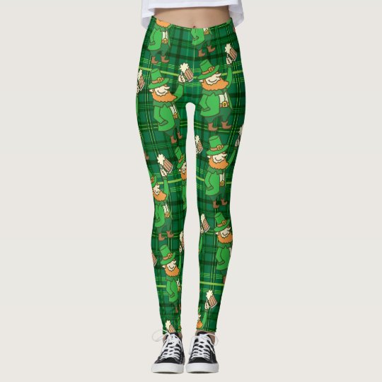 Funny St Patricks Day Leprachaun Drinking Beer Leggings | Zazzle.com