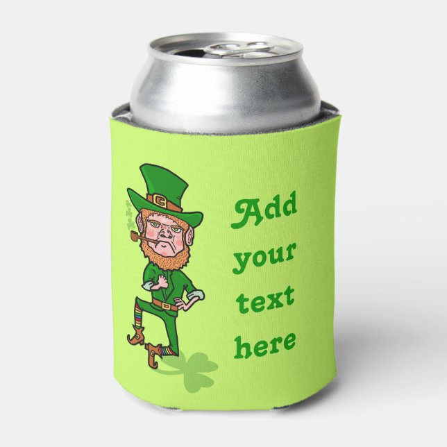 Funny St Patrick's Day Leprechaun Add Your Text Can Cooler (Can Front)