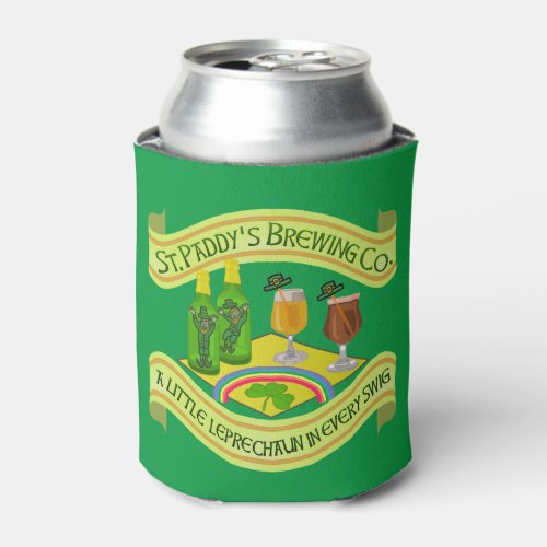 Funny St Patricks Day Leprechaun Beer Brewery Can Cooler