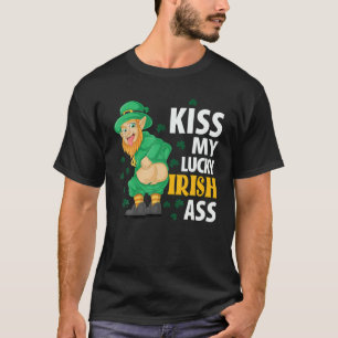 Funny St Patrick's Day Leprechaun Kiss My Lucky Ir T-Shirt