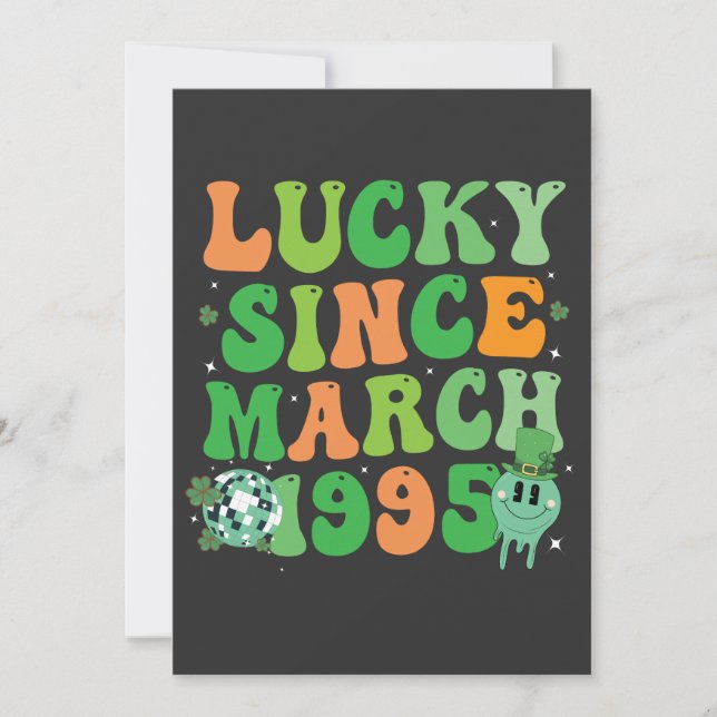 Funny St Patrick's Day Lucky Since March 1995 Invitation (Front)