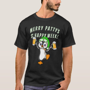 Funny St Patricks Day Party Penguin Drinking 1 T-Shirt