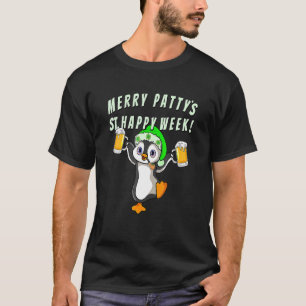 Funny St Patricks Day Party Penguin Drinking T-Shirt