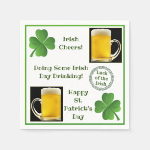 Funny St. Patrick's Day Quotes Beer Shamrock Party Napkins
