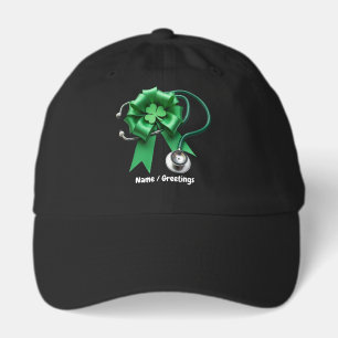 Funny St Patrick's Day Shamrock & Coquette Nurse Hat