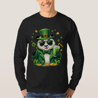 Funny St Patrick's Day Shamrock Panda Lover Funny T-Shirt