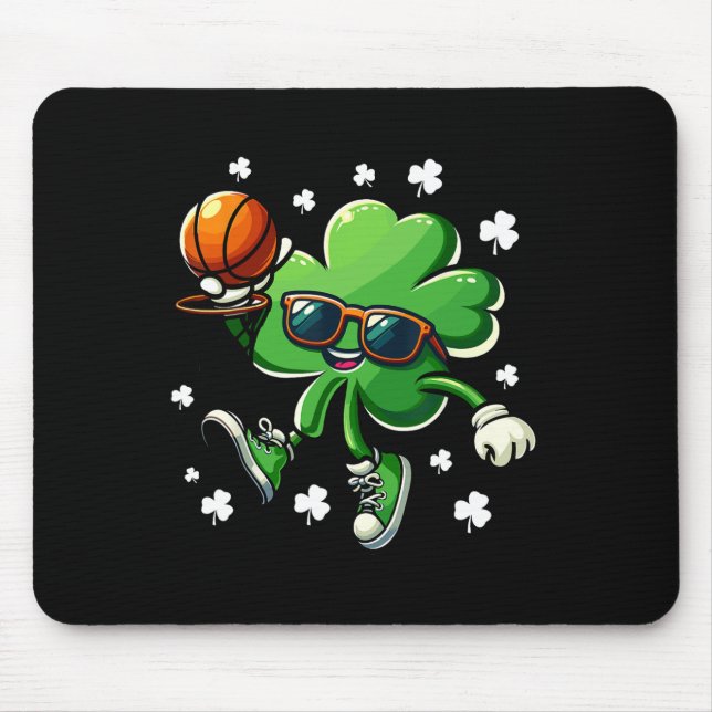 Funny St Patricks Day Shamrock Playing Sketll Boys Mouse Pad (Front)