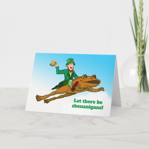 Funny St Patricks Day Shenanigans Leprechaun Card