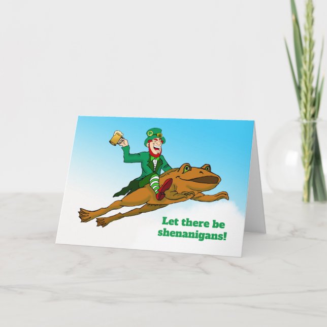 Funny St. Patrick's Day Shenanigans Leprechaun Card (Front)