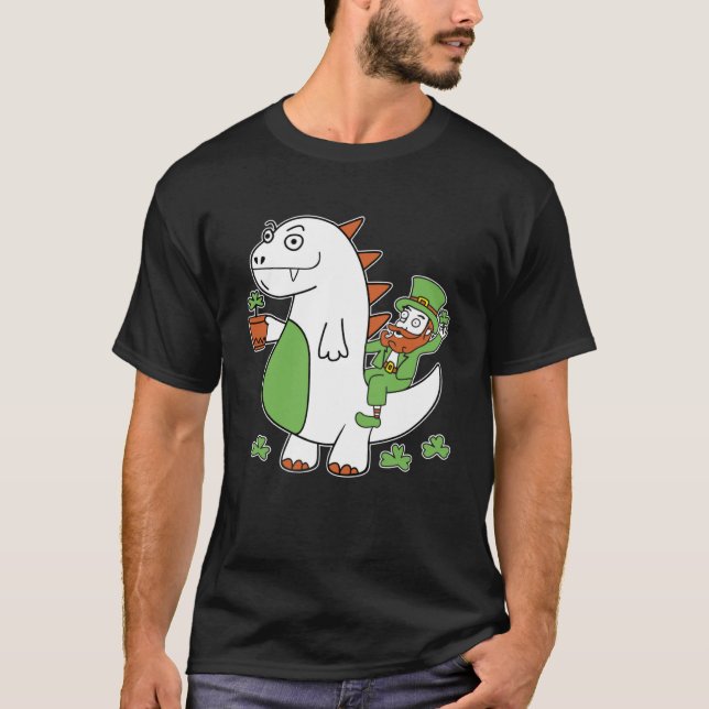 Funny St Patrick's Day Shirt Leprechaun Dragon Clo (Front)