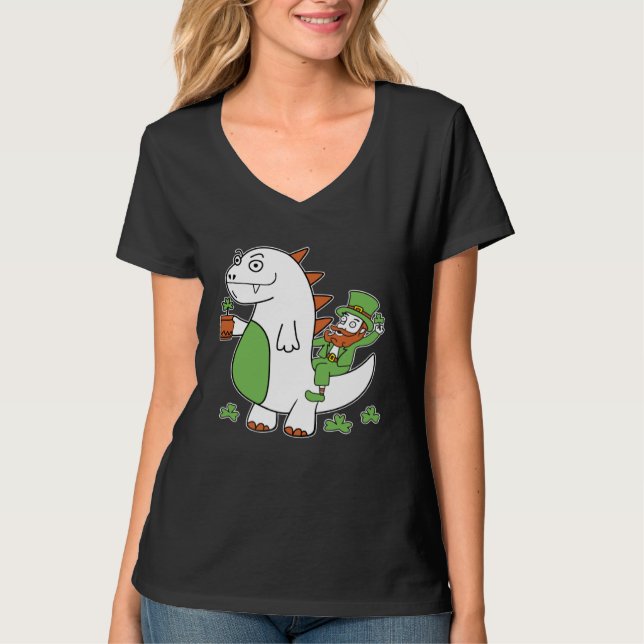 Funny St Patrick's Day Shirt Leprechaun Dragon Clo (Front)