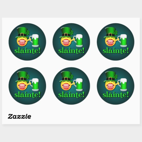 Funny St Patricks Day Slinte Drinking Beer Emoji Classic Round Sticker