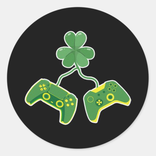 Funny St Patricks Game Controller for Gamer Classic Round Sticker