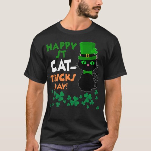 Funny St Pats Paddy Patrick Days Happy St Cat Tr T_Shirt