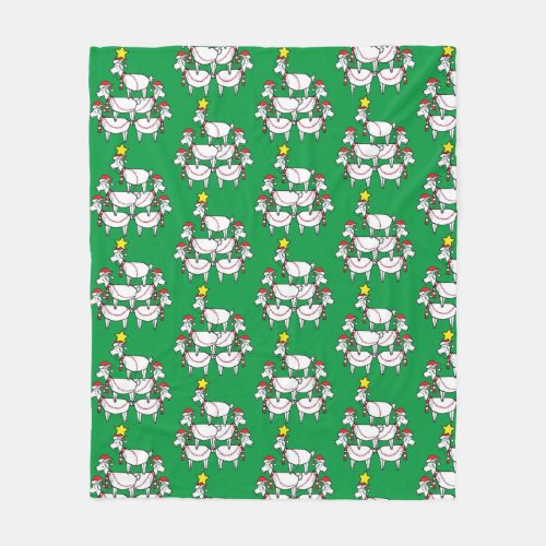 Funny Stacked Santa Goats Fleece Blanket