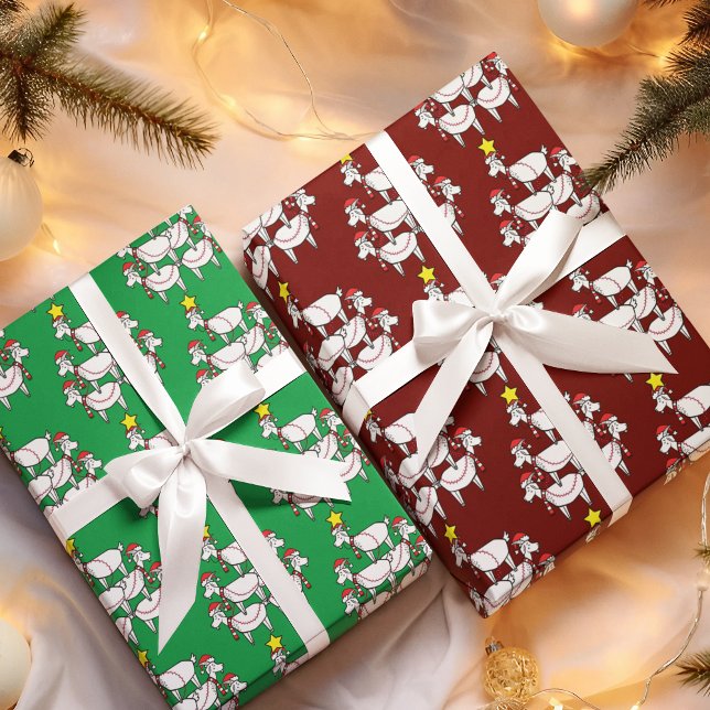 Funny Stacked Santa Goats Wrapping Paper Sheets (Creator Uploaded)