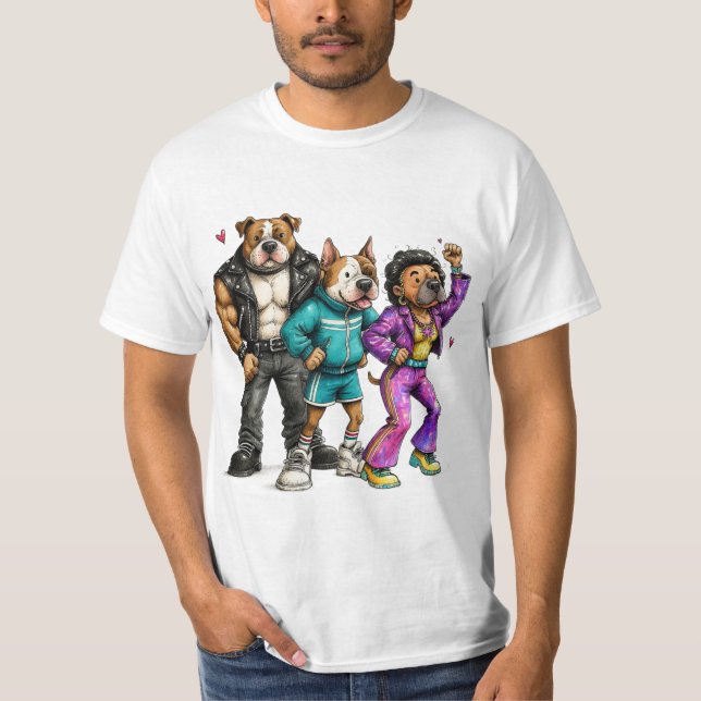 Funny Staffy Dog Shirt Cute Trio Tee (Front)