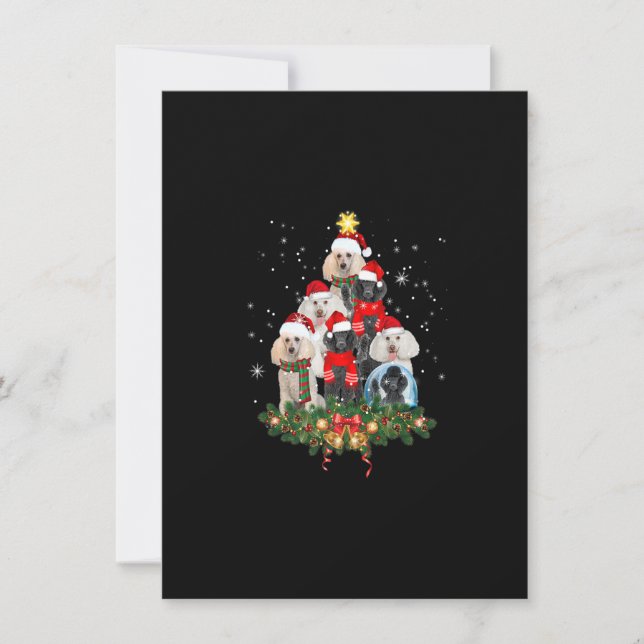 Funny Standard Poodle Dog Christmas Tree Premium Invitation (Front)
