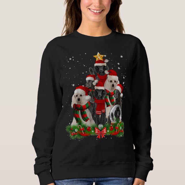 Funny Standard Poodle Dog Christmas Tree Sweatshirt (Front)