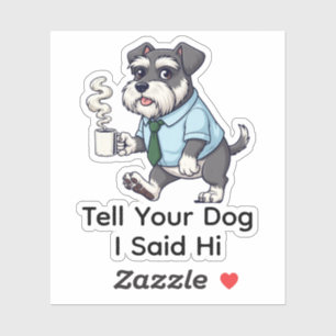 Funny Standard Schnauzer Dog Business Suit Coffee  Sticker
