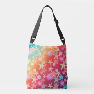 Funny Starfish in a colorful rainbow style pattern Crossbody Bag