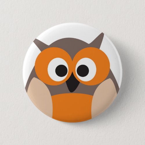 Funny staring cartoon owl button