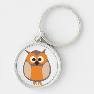Funny staring cartoon owl keychain