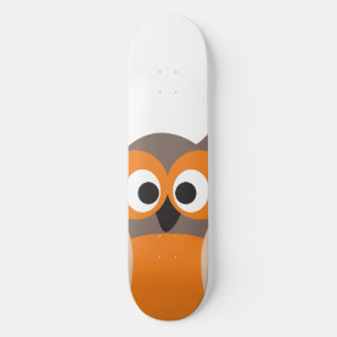 Funny staring cartoon owl skateboard deck