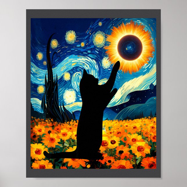 Funny Starry Night Total Solar Eclipse Poster (Front)
