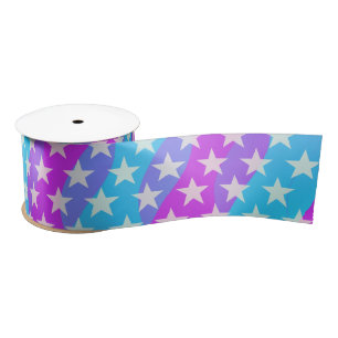 Funny Stars Pattern transparent + your background Satin Ribbon