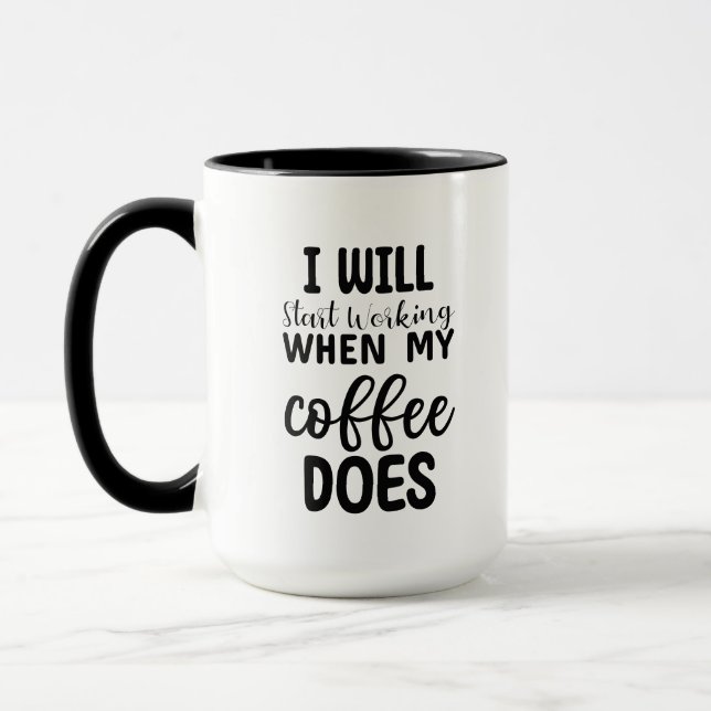 Funny start working word art business mug (Left)