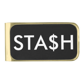 Funny Stash Dollar Sign Gold Finish Money Clip