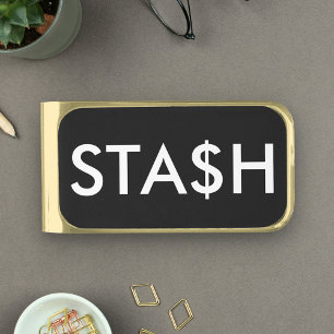 Funny Stash Dollar Sign Gold Finish Money Clip