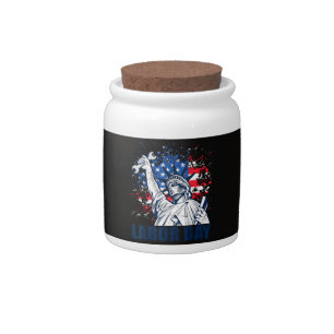 Funny Statue Of Liberty USA Flag Labor Day Patriot Candy Jar