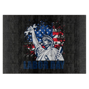 Funny Statue Of Liberty USA Flag Labor Day Patriot Cutting Board